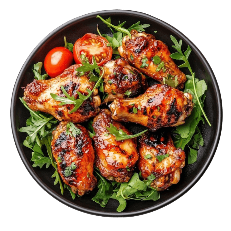 grilled-chicken-wings-with-arugula-tomatoes-delicious-meal